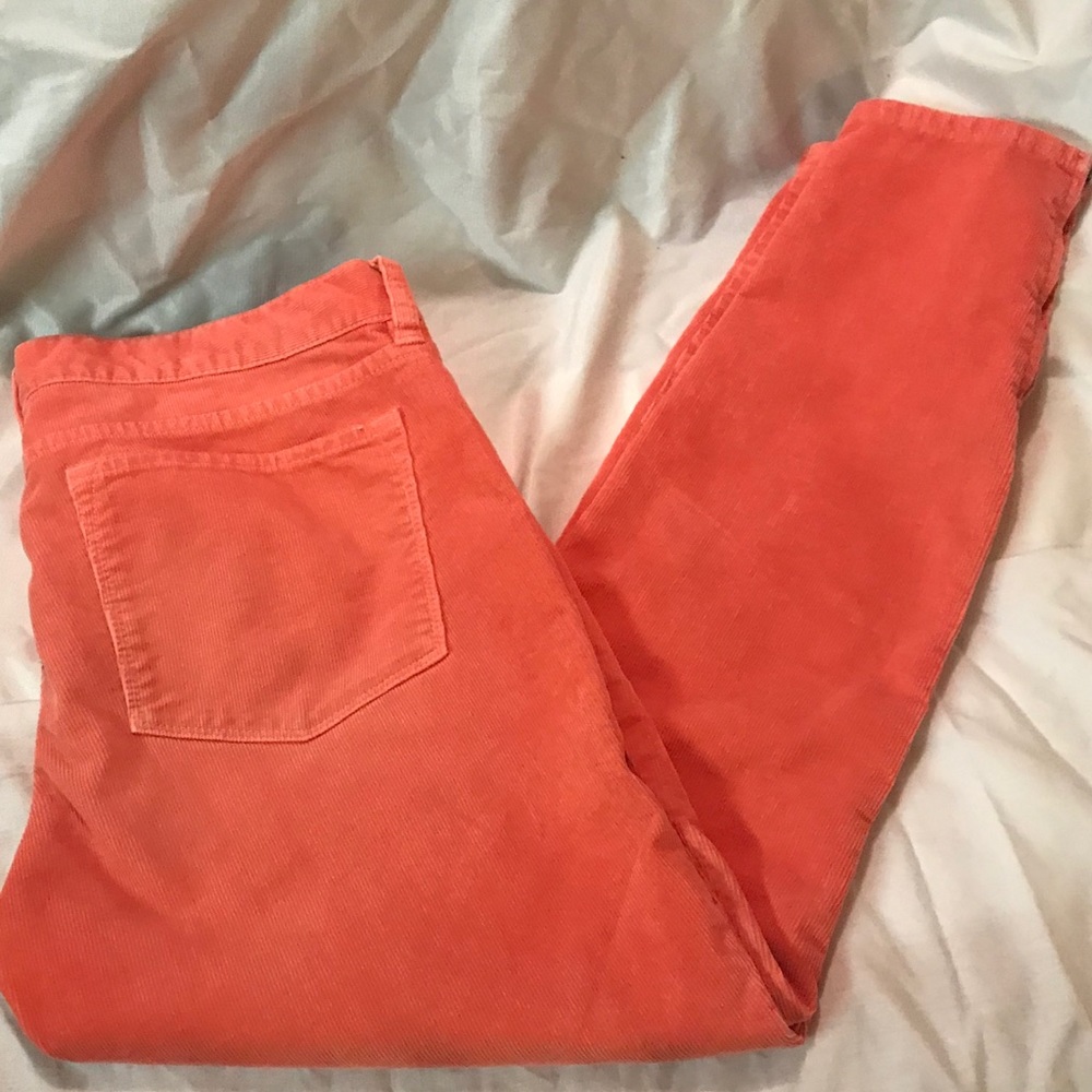 J. Crew corduroy skinny pants with side zipper.